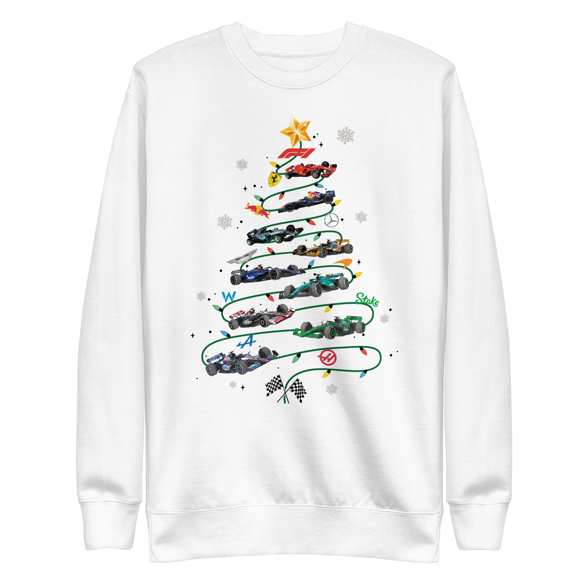 Ugly sweaters navideños de Fórmula 1 y autos — colección Drive Gear