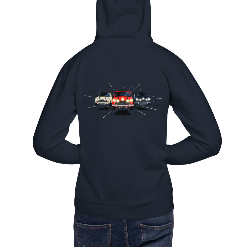 Hoodie Italian Job Mini Cooper Trio - Modelo masculino espalda