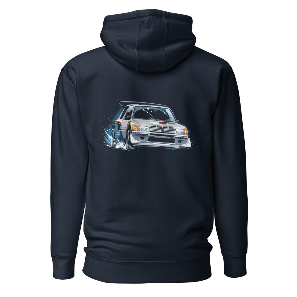 Hoodie Peugeot 205 Turbo 16 Rally Snow Drift - Espalda