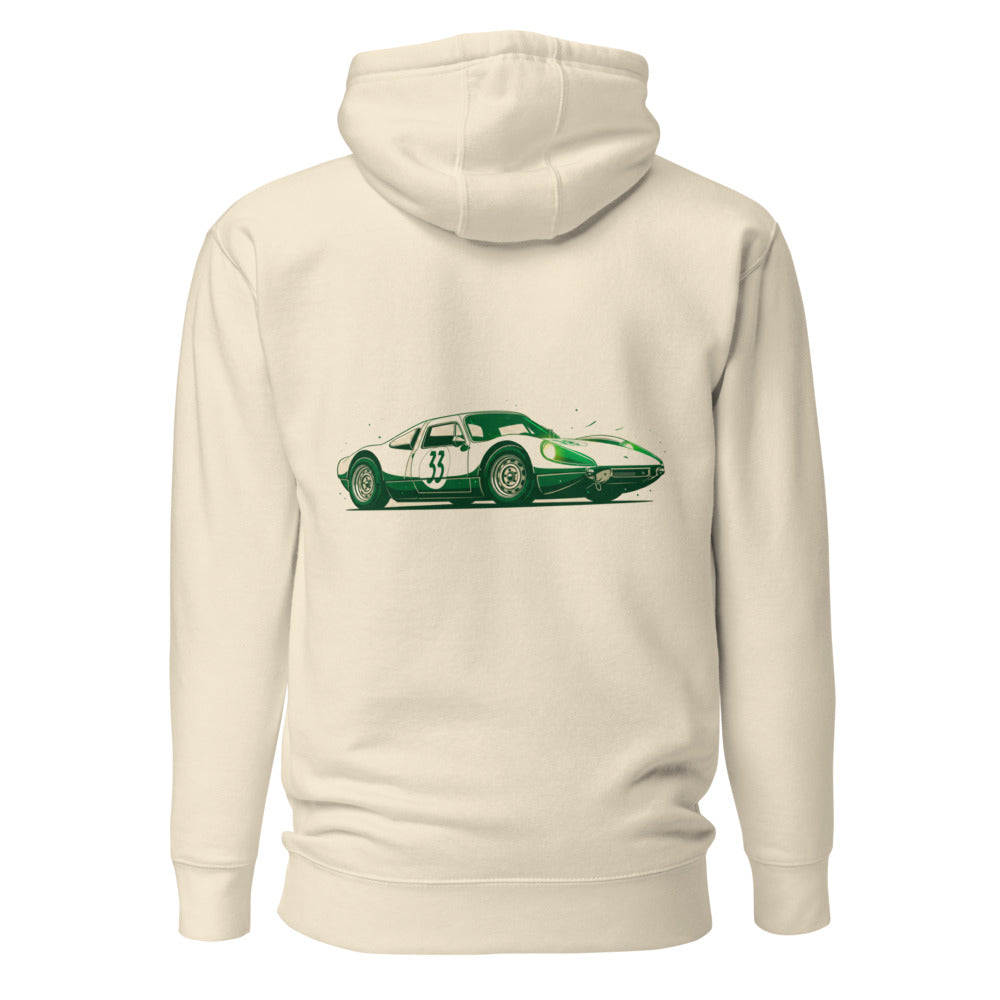 Hoodie Vintage Green Racing Coupe Number 33 - Espalda