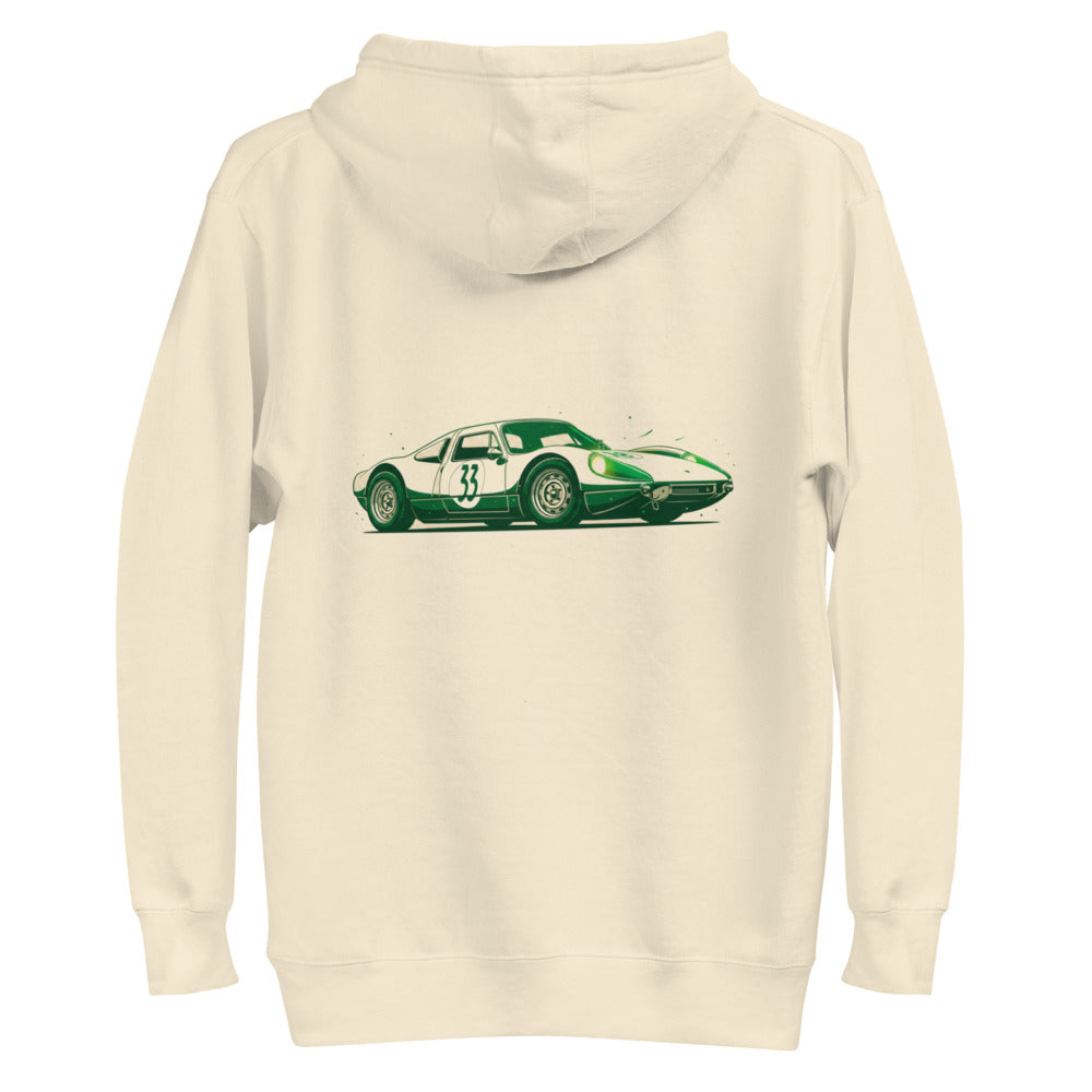 Hoodie Vintage Green Racing Coupe Number 33 - Plano espalda