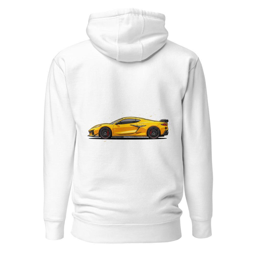 Hoodie Corvette C8 Yellow Red Calipers - Espalda