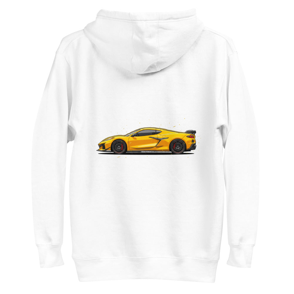 Hoodie Corvette C8 Yellow Red Calipers - Plano espalda