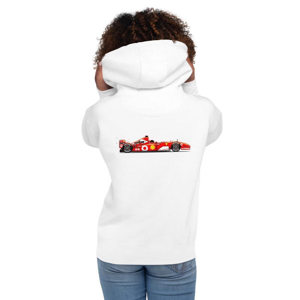 Hoodie Ferrari F1 Red Race Car Side Profile - Modelo femenina espalda