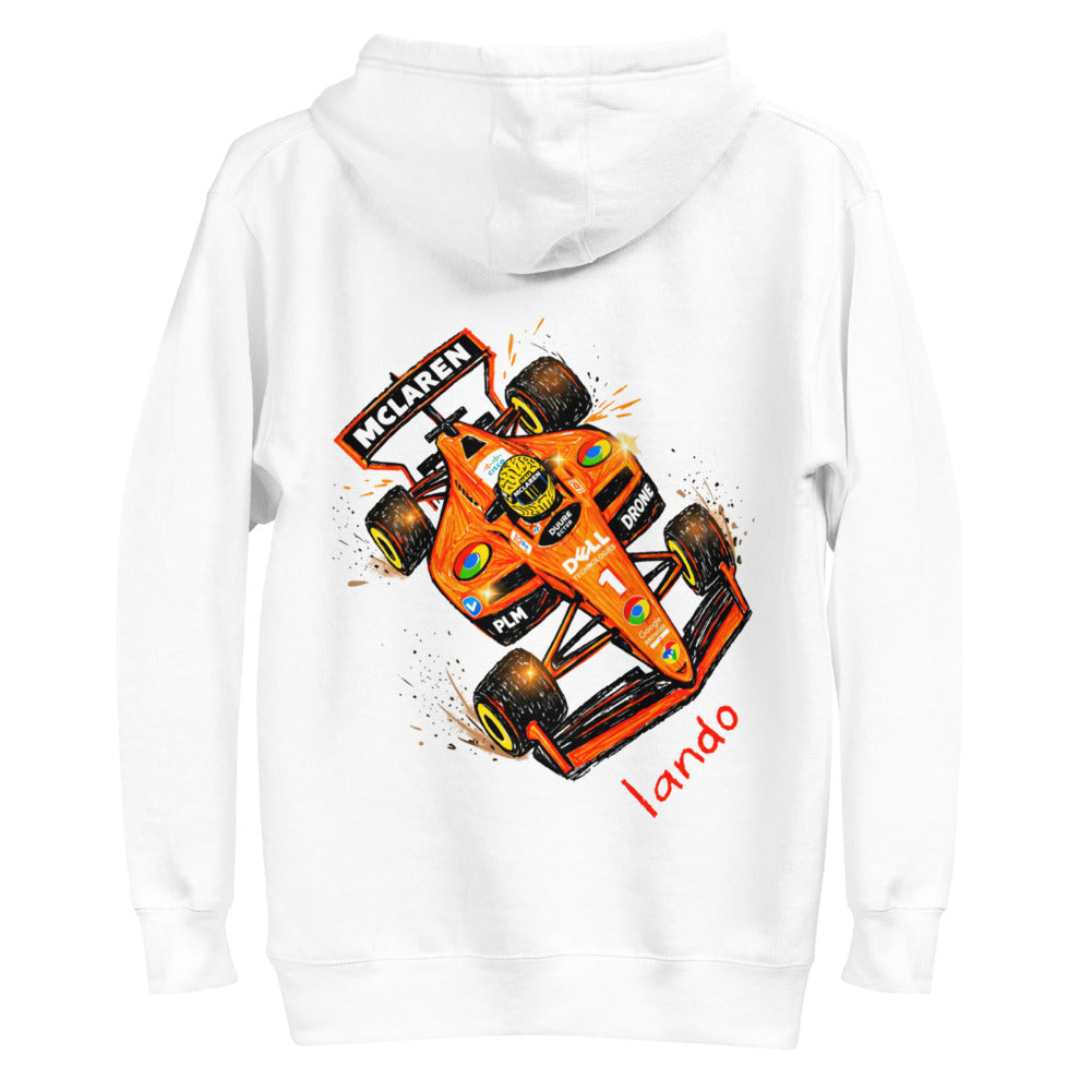 Hoodie Lando McLaren F1 Orange Car Sketch - Plano espalda