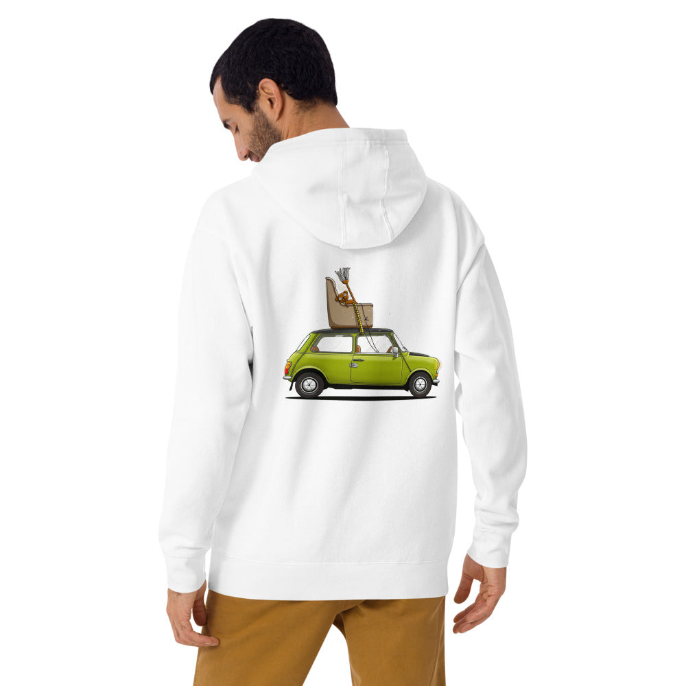 Hoodie Mr Bean Green Mini Armchair Teddy - Modelo masculino espalda alterna
