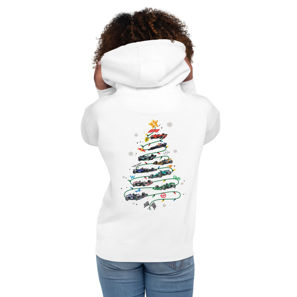 Hoodie Navidad en Pole Position - Modelo femenina espalda