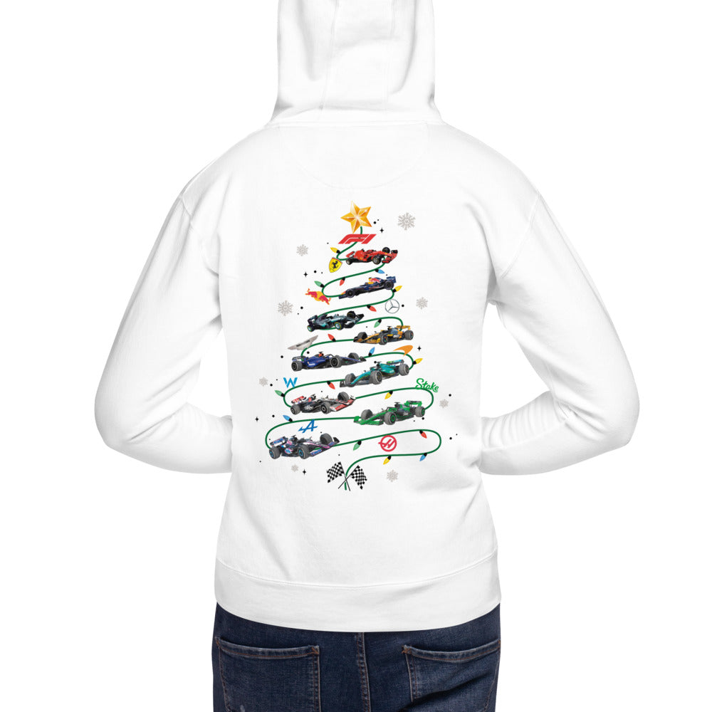 Hoodie Navidad en Pole Position - Modelo masculino espalda