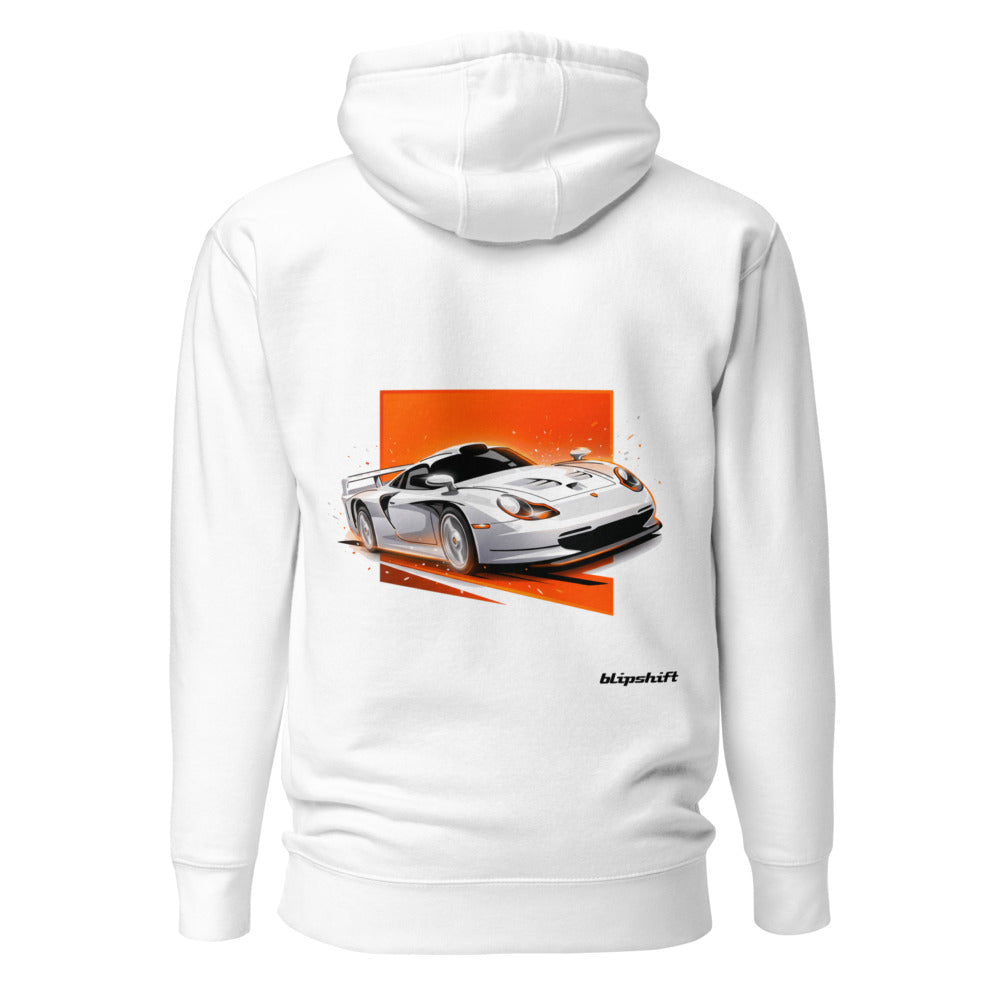Hoodie Porsche 911 GT1 White Orange Sparks - Espalda