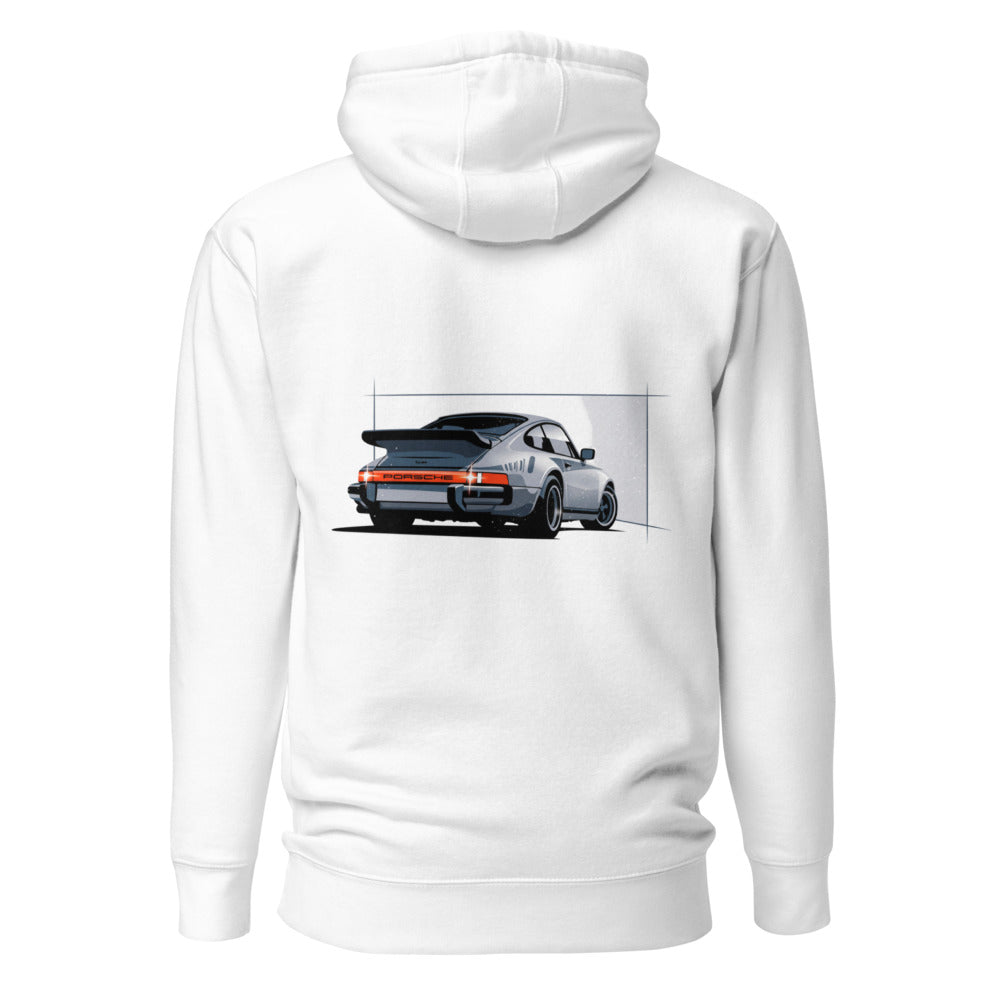 Hoodie Porsche 911 Turbo Silver Rear View - Espalda