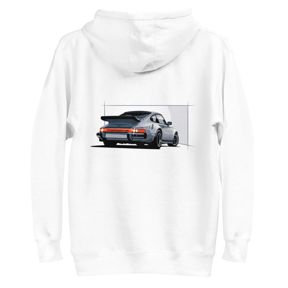 Hoodie Porsche 911 Turbo Silver Rear View - Plano espalda