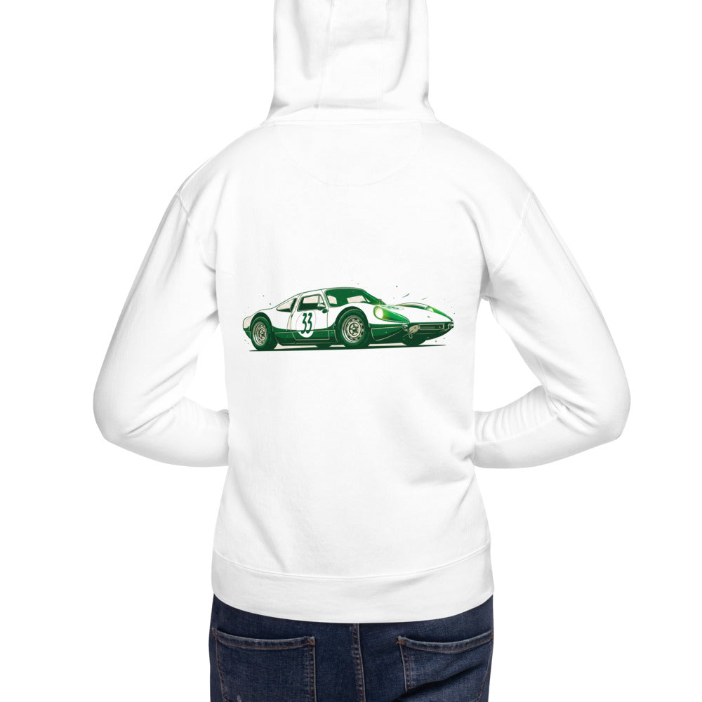 Hoodie Vintage Green Racing Coupe Number 33 - Modelo masculino espalda