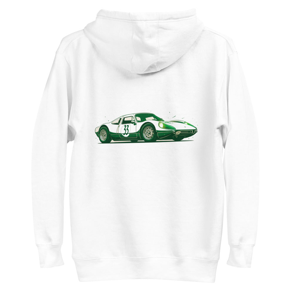 Hoodie Vintage Green Racing Coupe Number 33 - Plano espalda