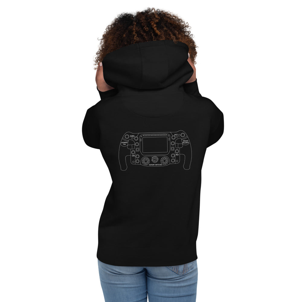 Hoodie Control F1 - Modelo femenina espalda