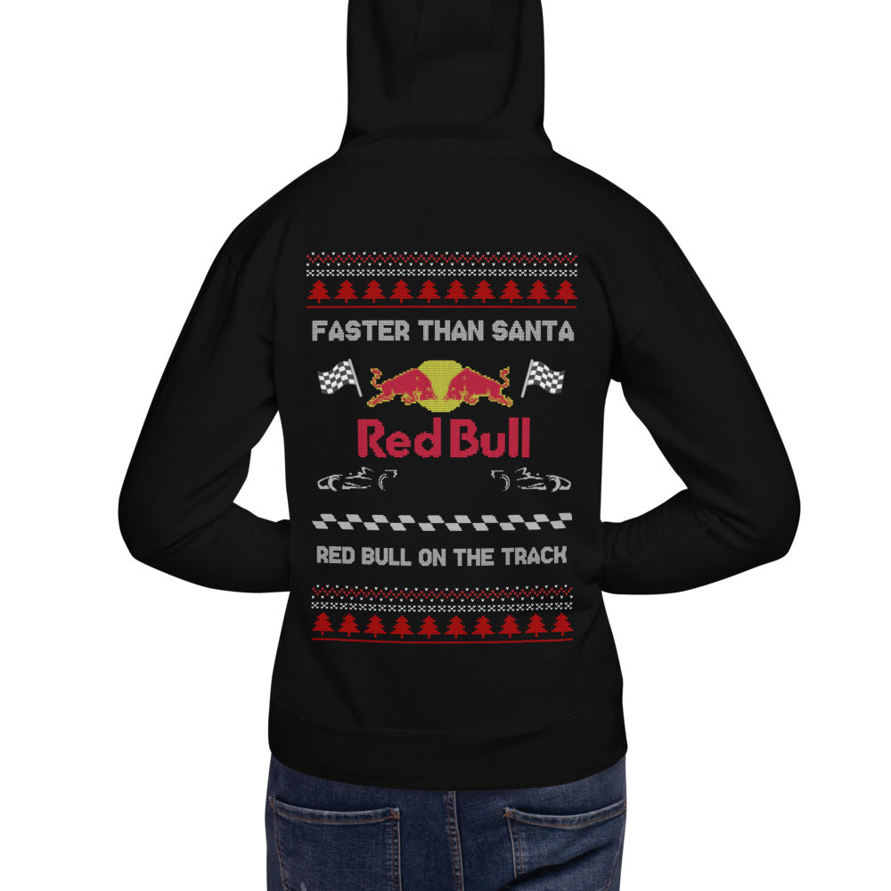 Hoodie Faster than Santa - Modelo masculino espalda