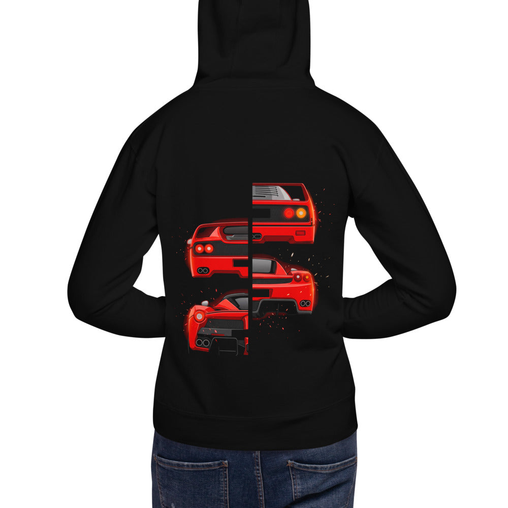 Hoodie Ferrari F40 F50 Enzo LaFerrari Rear Split - Modelo masculino espalda