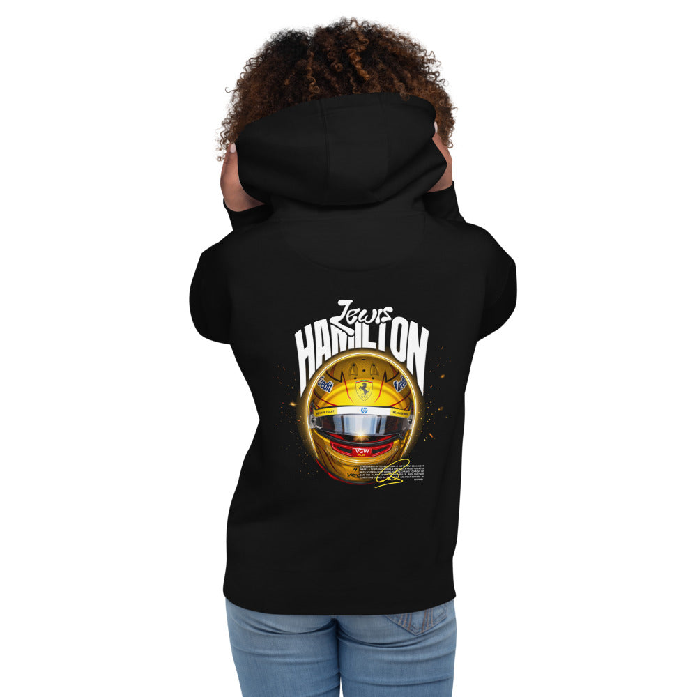 Hoodie Gold Carbon Fiber F1 Helmet - Modelo femenina espalda