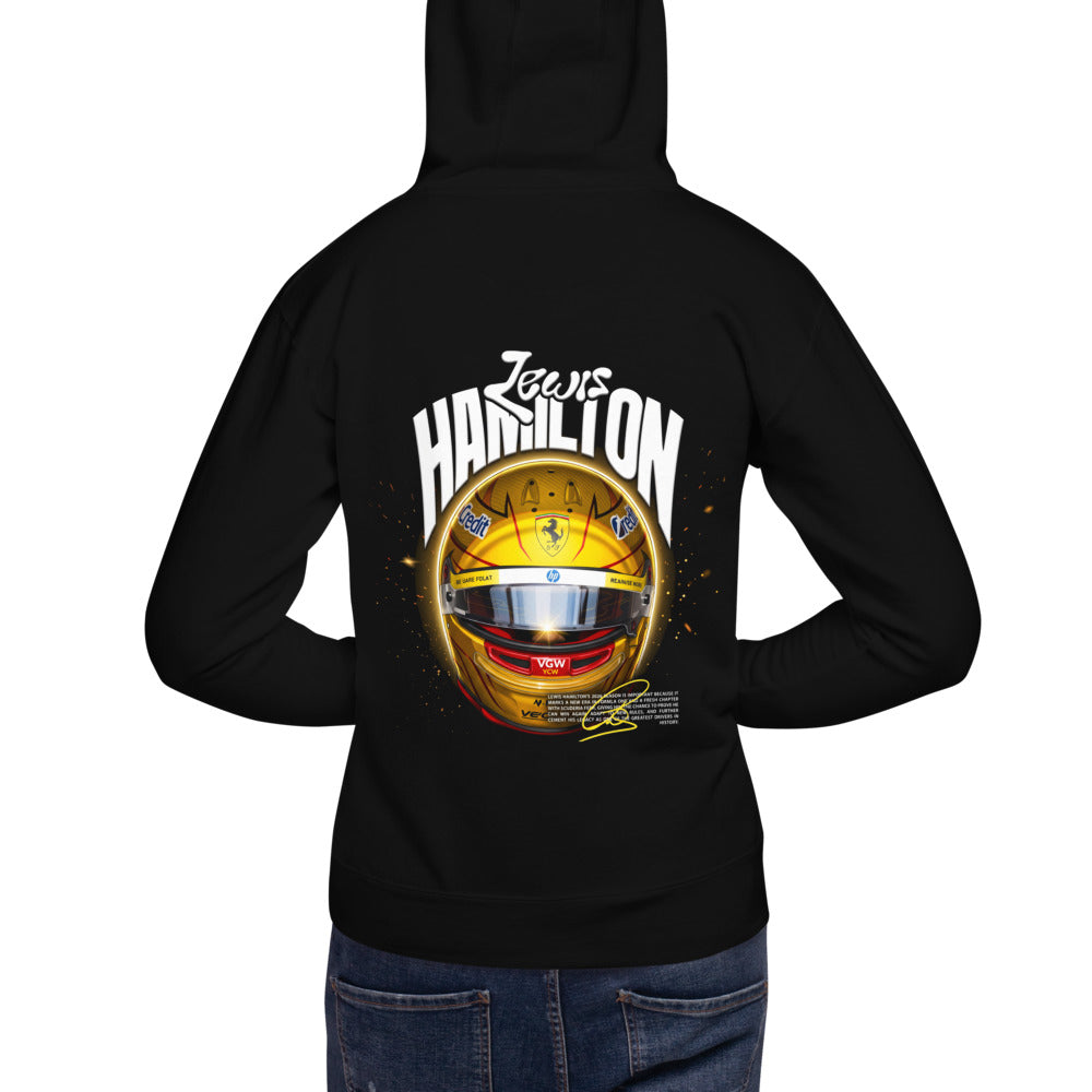 Hoodie Gold Carbon Fiber F1 Helmet - Modelo masculino espalda