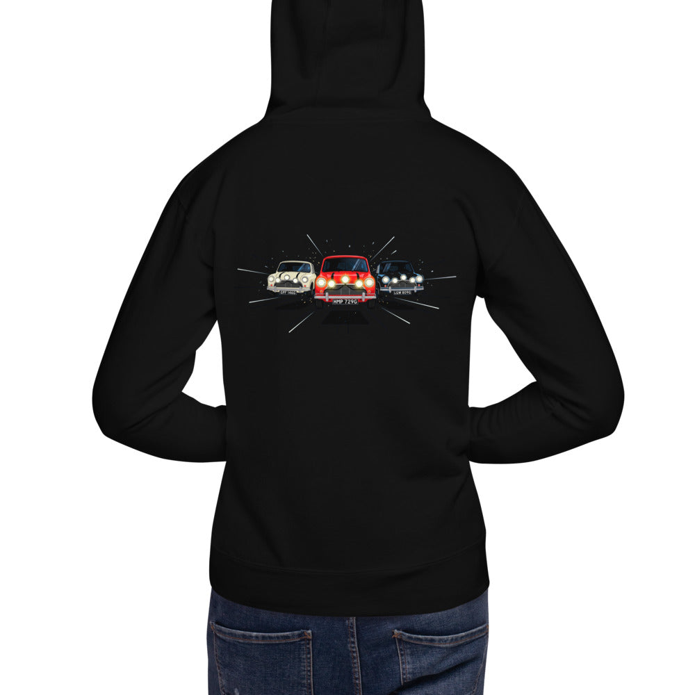 Hoodie Italian Job Mini Cooper Trio - Modelo masculino espalda