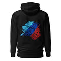 Hoodie Neon Car Engine Cyan Blue Red Stripes - Espalda