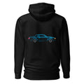 Hoodie Neon Cyan 80s Coupe Red Taillight Glow - Espalda