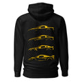 Hoodie Neon Yellow Sports Car Evolution Silhouettes - Espalda