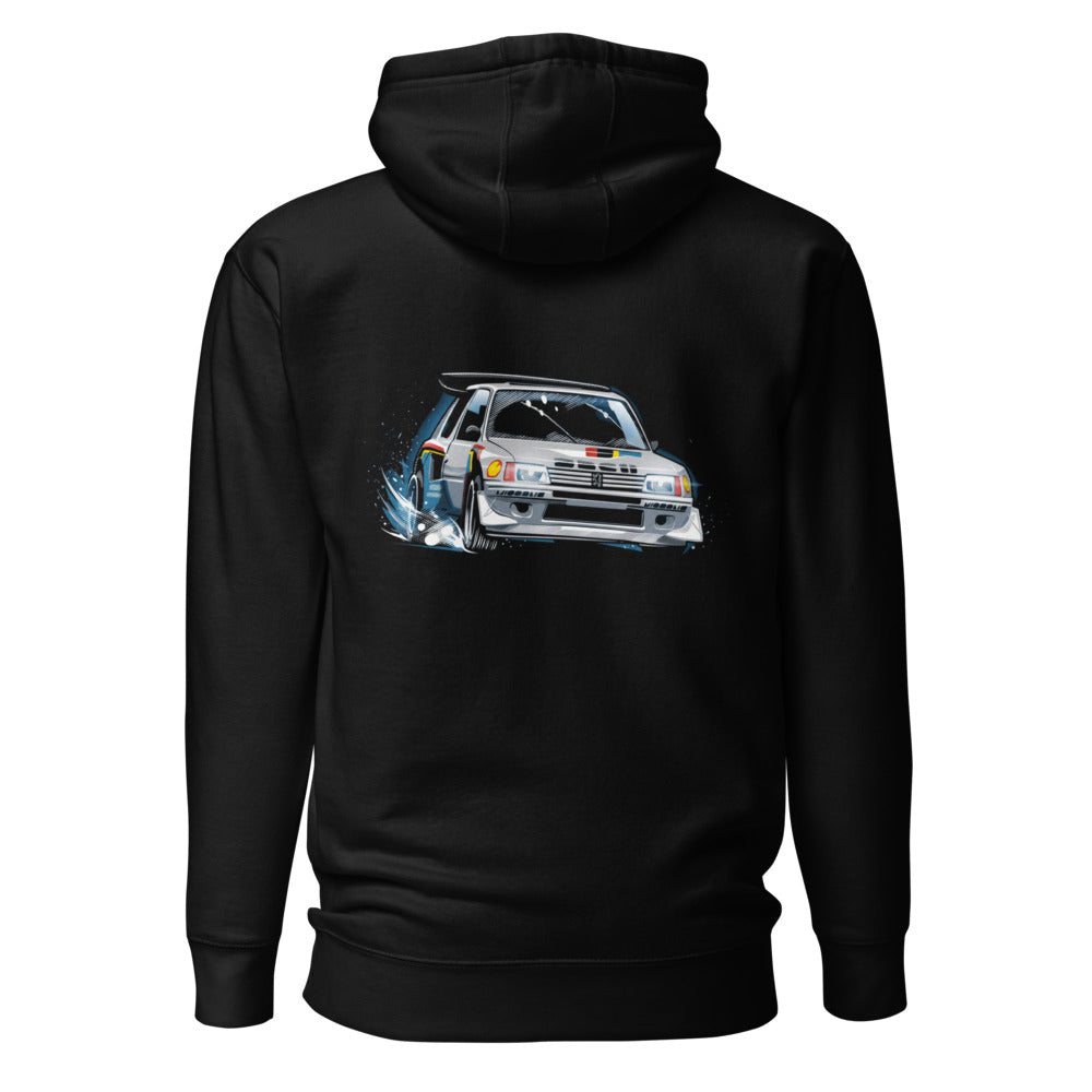 Hoodie Peugeot 205 Turbo 16 Rally Snow Drift - Espalda