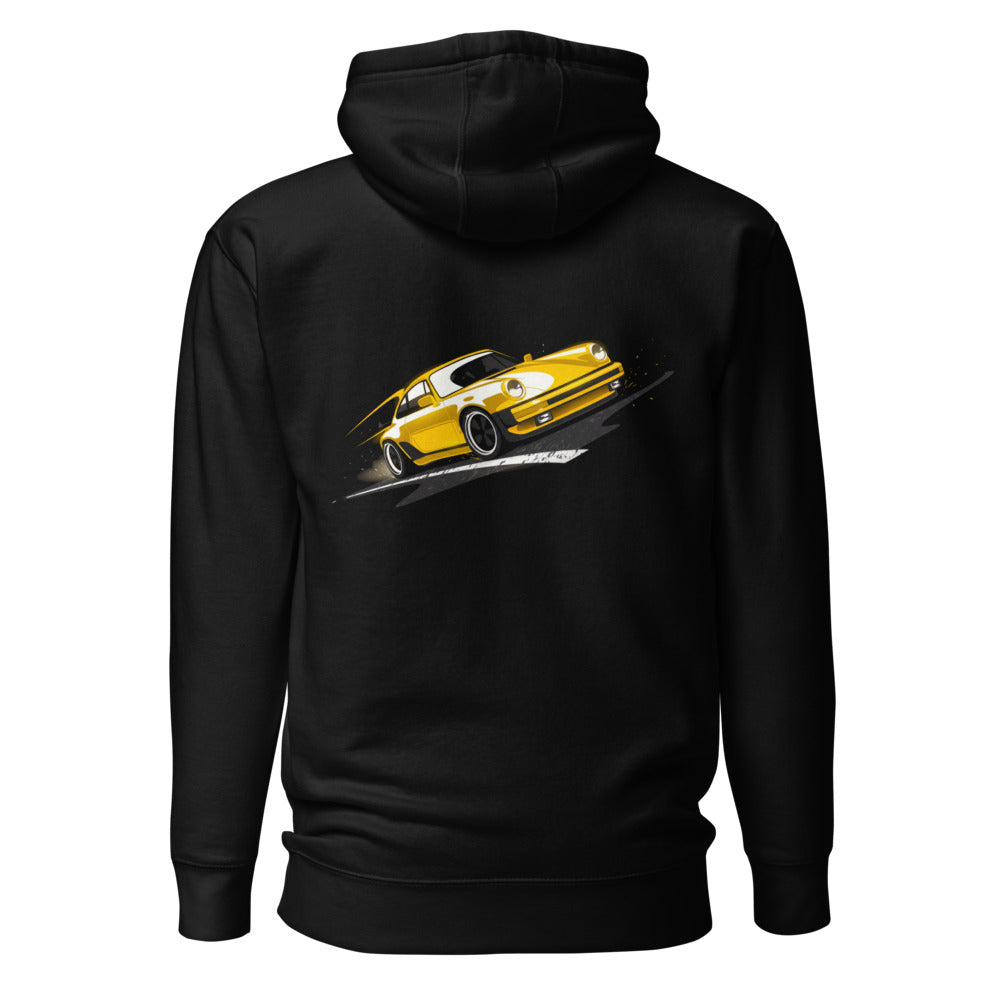 Hoodie Porsche 911 Yellow Classic Road Streak - Espalda