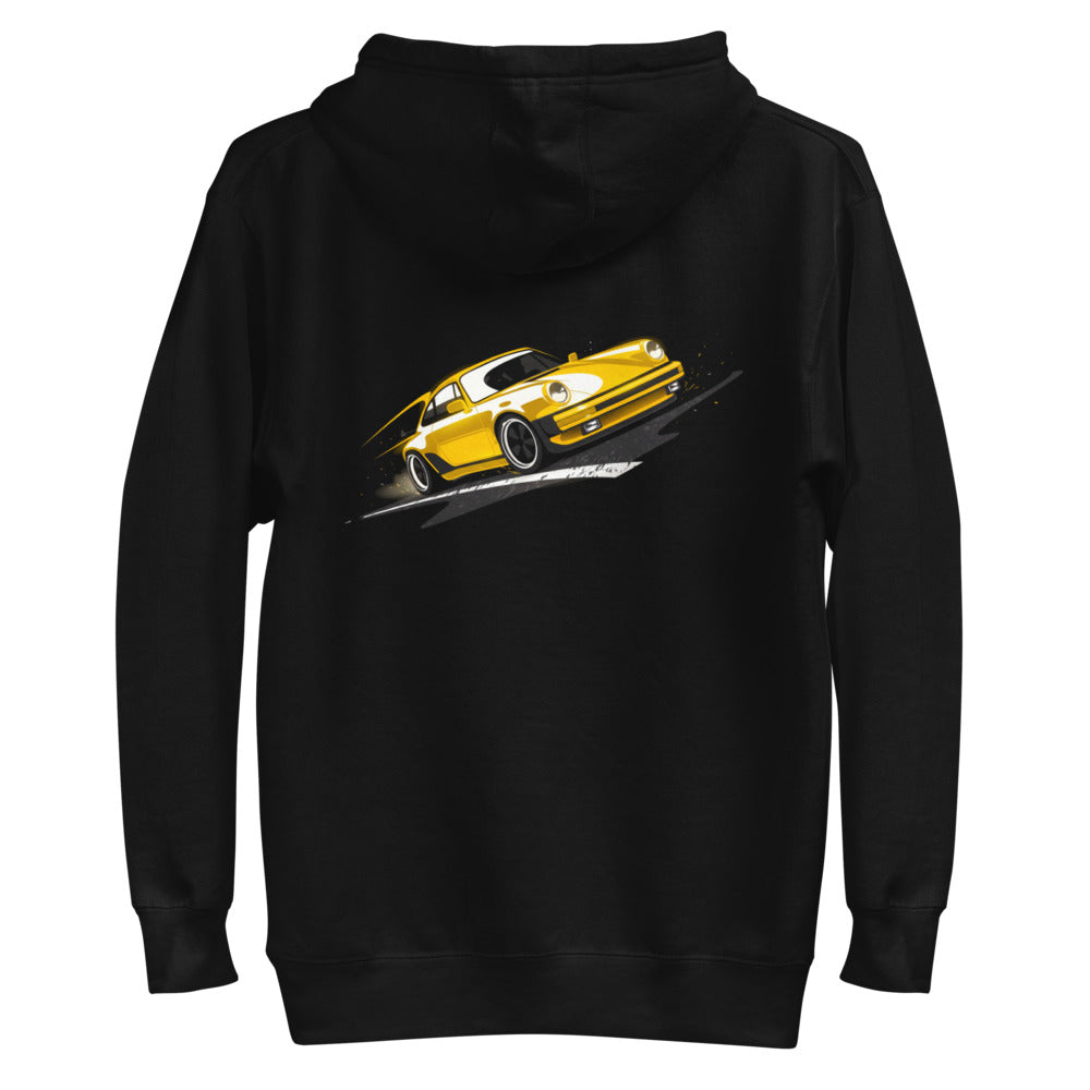 Hoodie Porsche 911 Yellow Classic Road Streak - Plano espalda