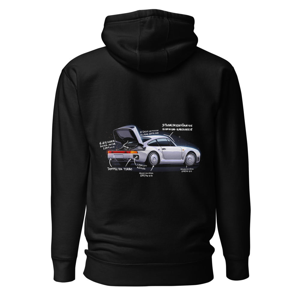 Hoodie Porsche 959 Doppelter Turbo - Espalda