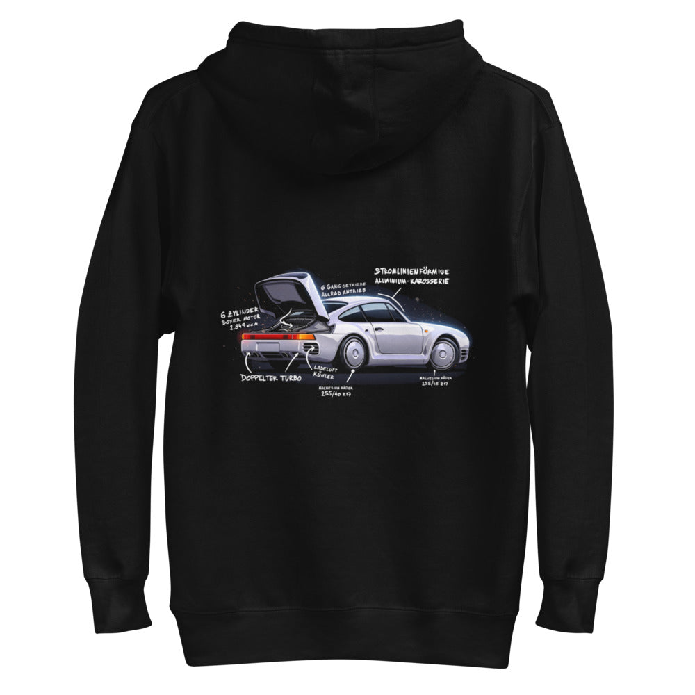 Hoodie Porsche 959 Doppelter Turbo - Plano espalda