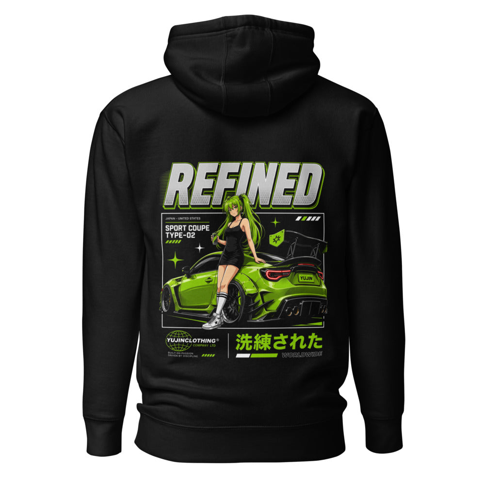 Hoodie Refined Green Widebody Coupe Anime Girl - Espalda