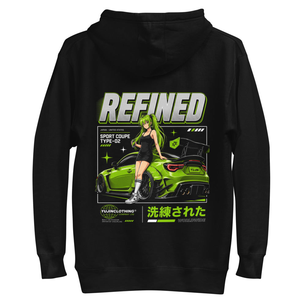 Hoodie Refined Green Widebody Coupe Anime Girl - Plano espalda