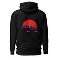 Hoodie Synthwave Neon Cars Orange Sun Skyline - Espalda