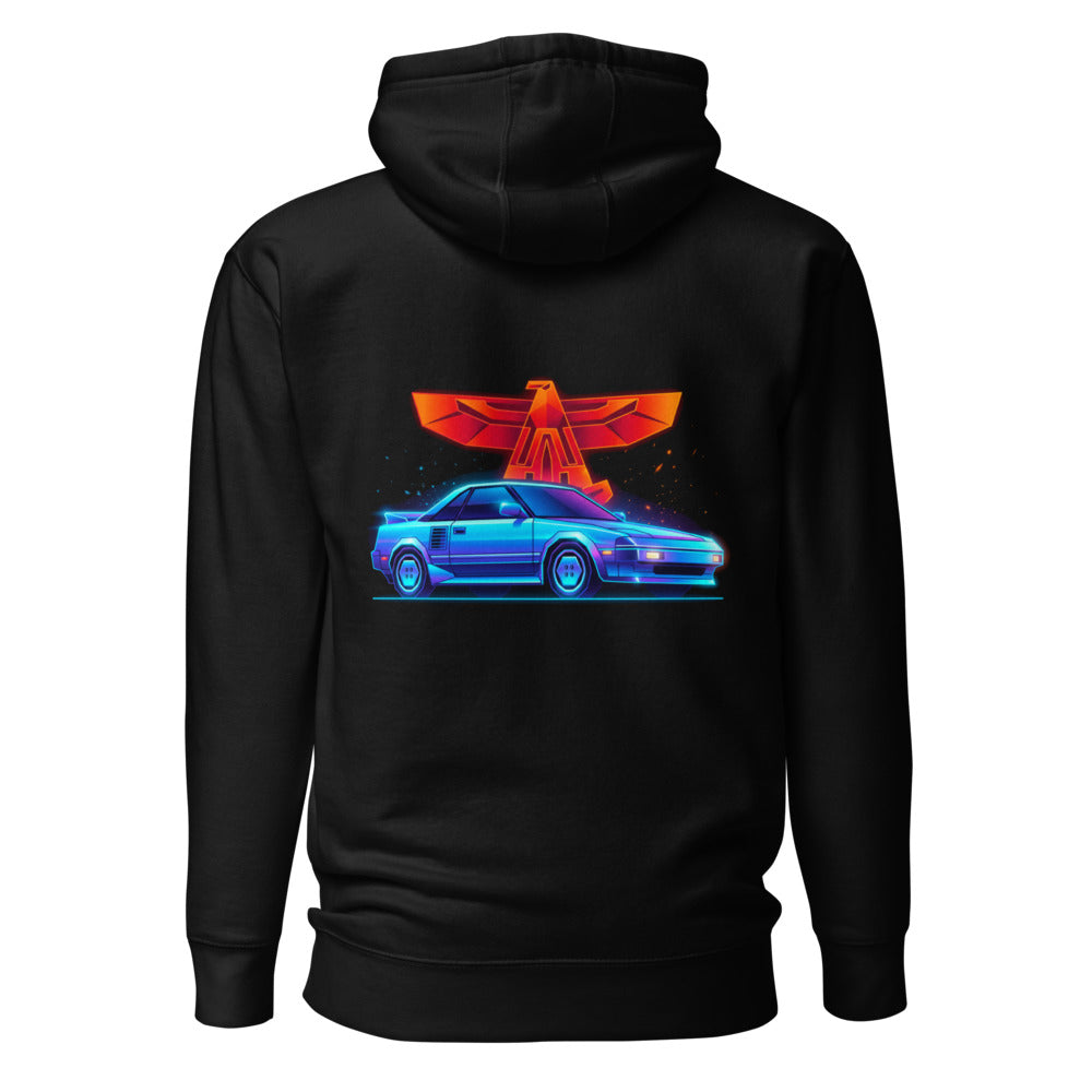Hoodie Toyota MR2 Synthwave Neon Eagle - Espalda