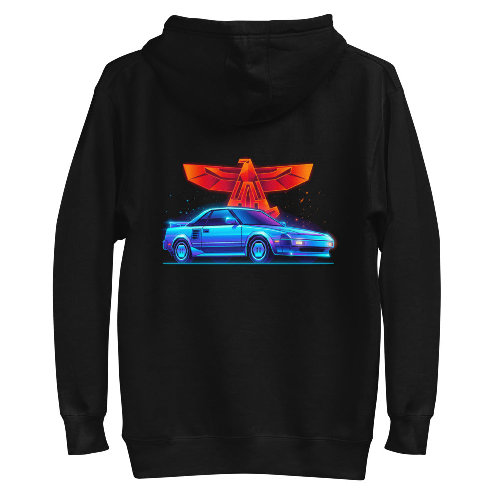 Hoodie Toyota MR2 Synthwave Neon Eagle - Plano espalda