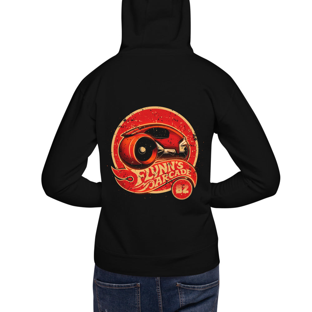 Hoodie Tron Flynn's Arcade Red Light Cycle - Modelo masculino espalda