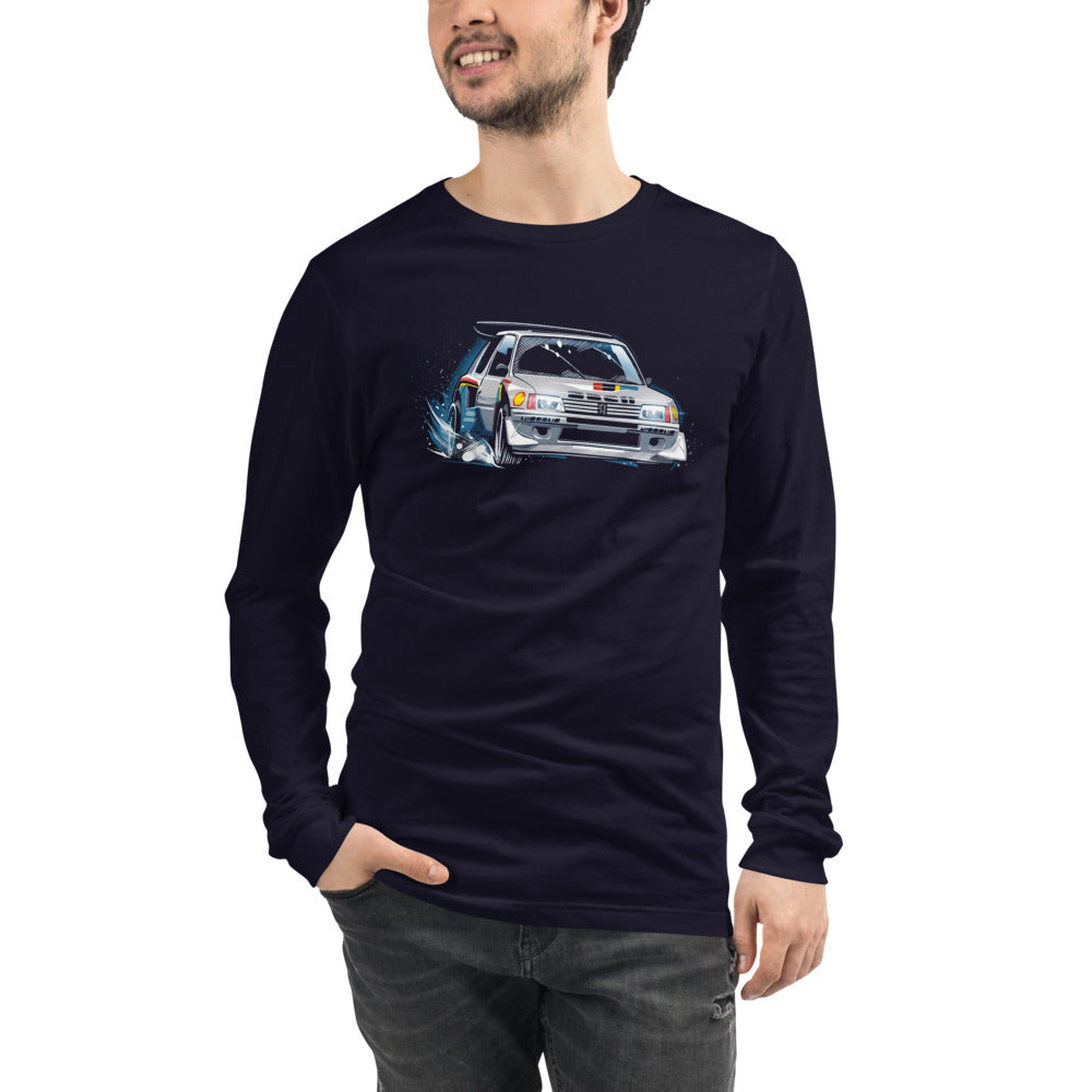 Manga Larga Peugeot 205 Turbo 16 Rally Snow Drift - Modelo masculino