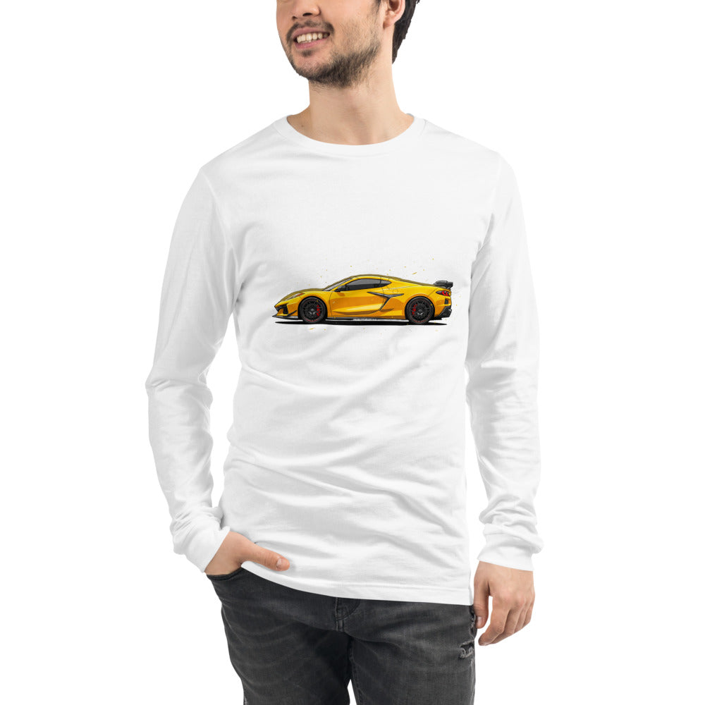 Manga Larga Corvette C8 Yellow Red Calipers - Modelo masculino