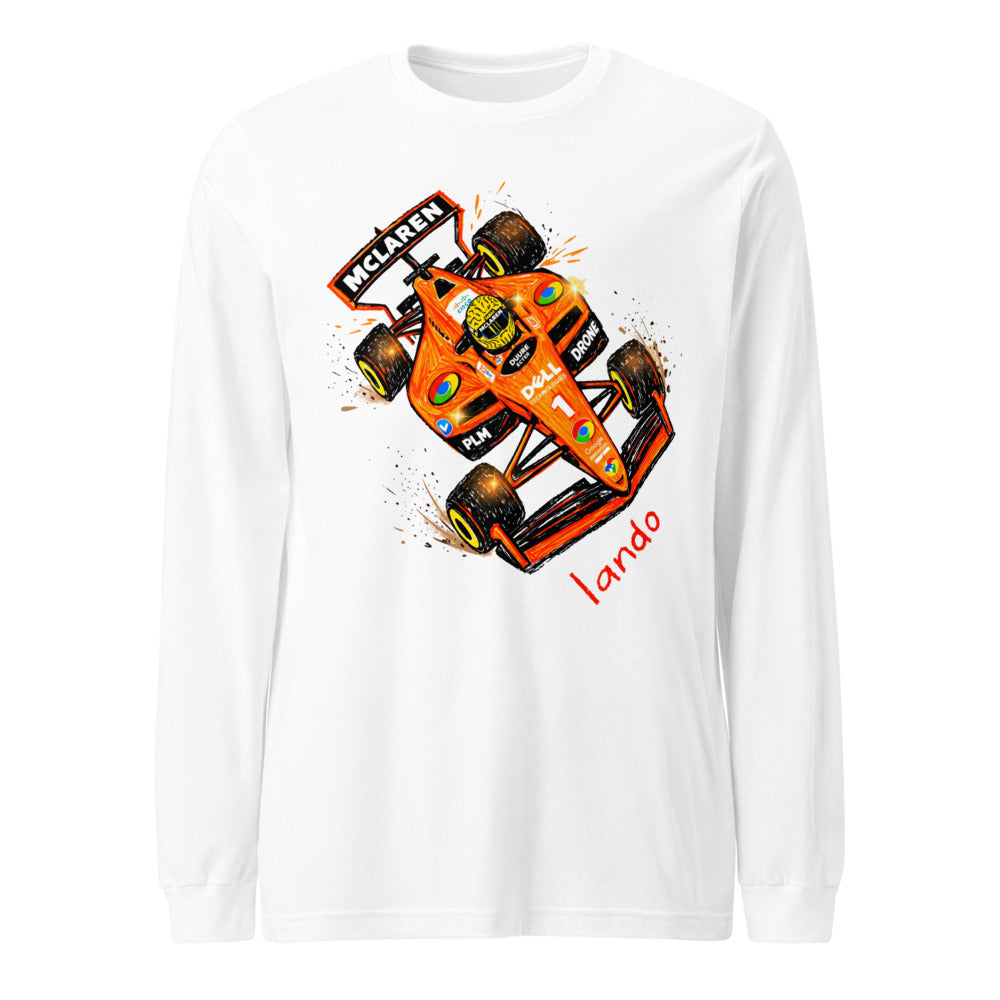 Manga Larga Lando McLaren F1 Orange Car Sketch - Frente
