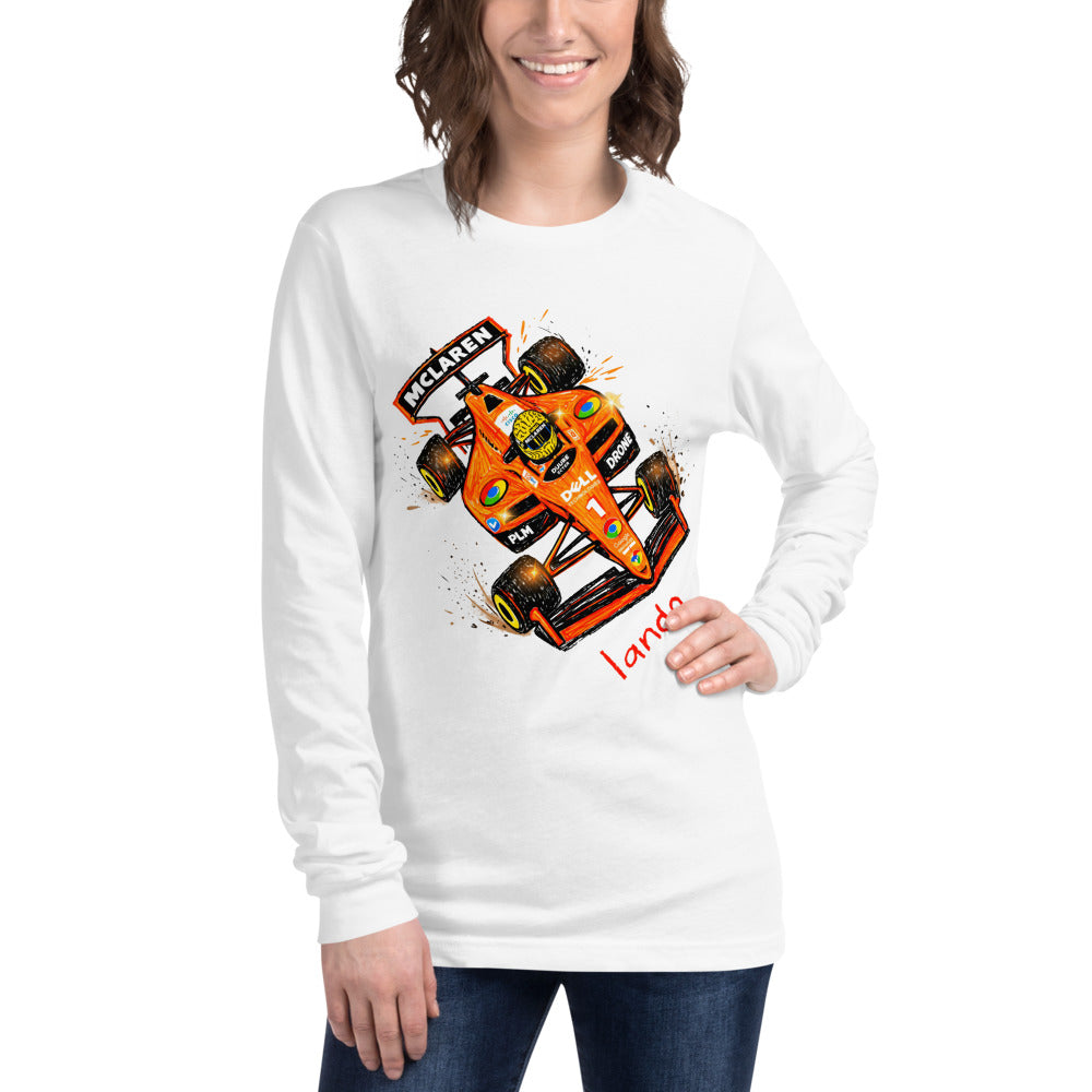 Manga Larga Lando McLaren F1 Orange Car Sketch - Modelo femenina