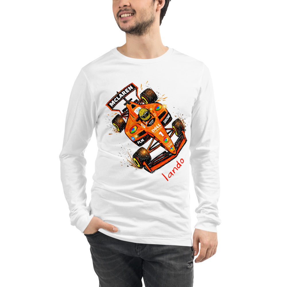 Manga Larga Lando McLaren F1 Orange Car Sketch - Modelo masculino