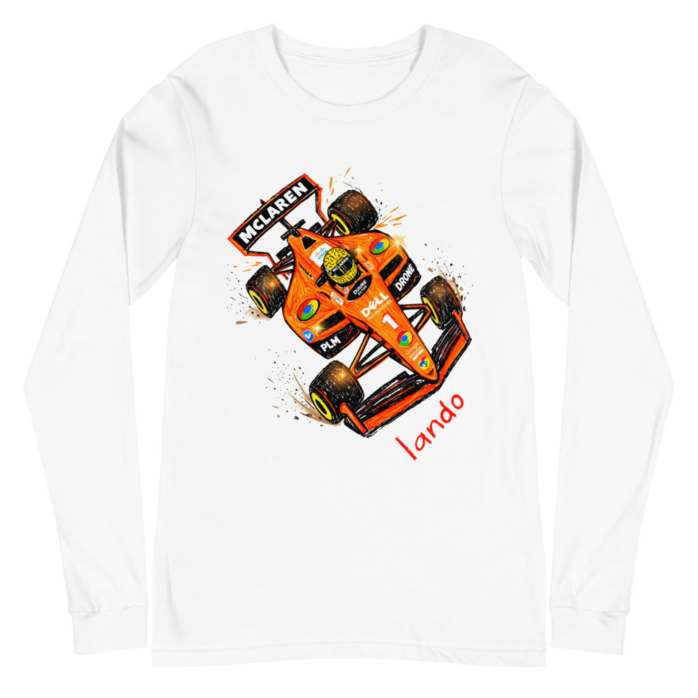 Manga Larga Lando McLaren F1 Orange Car Sketch - Plano