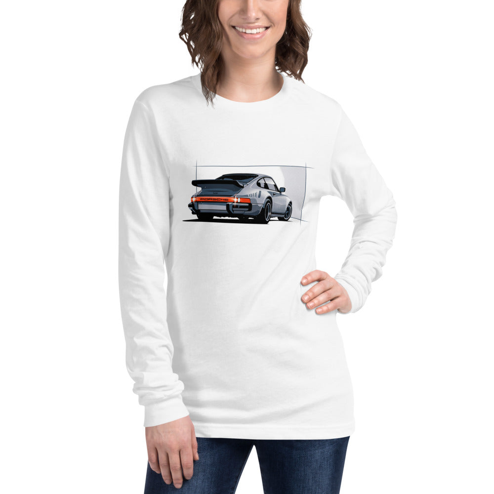 Manga Larga Porsche 911 Turbo Silver Rear View - Modelo femenina