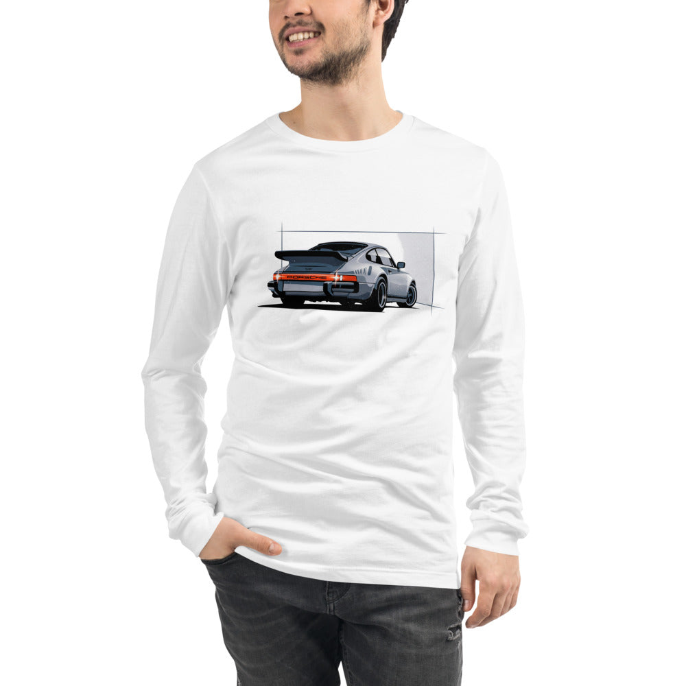Manga Larga Porsche 911 Turbo Silver Rear View - Modelo masculino
