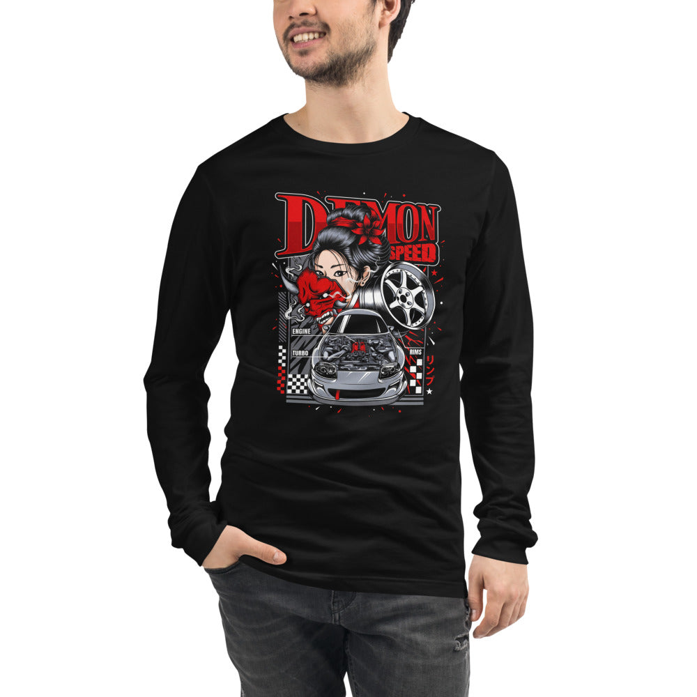 Manga Larga Demon Speed Oni Mask JDM Tuner - Modelo masculino