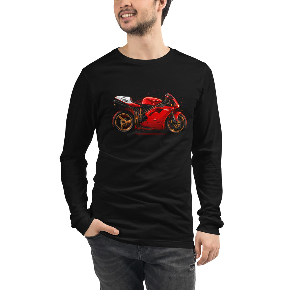 Manga Larga Ducati Red Superbike Gold Wheels - Modelo masculino