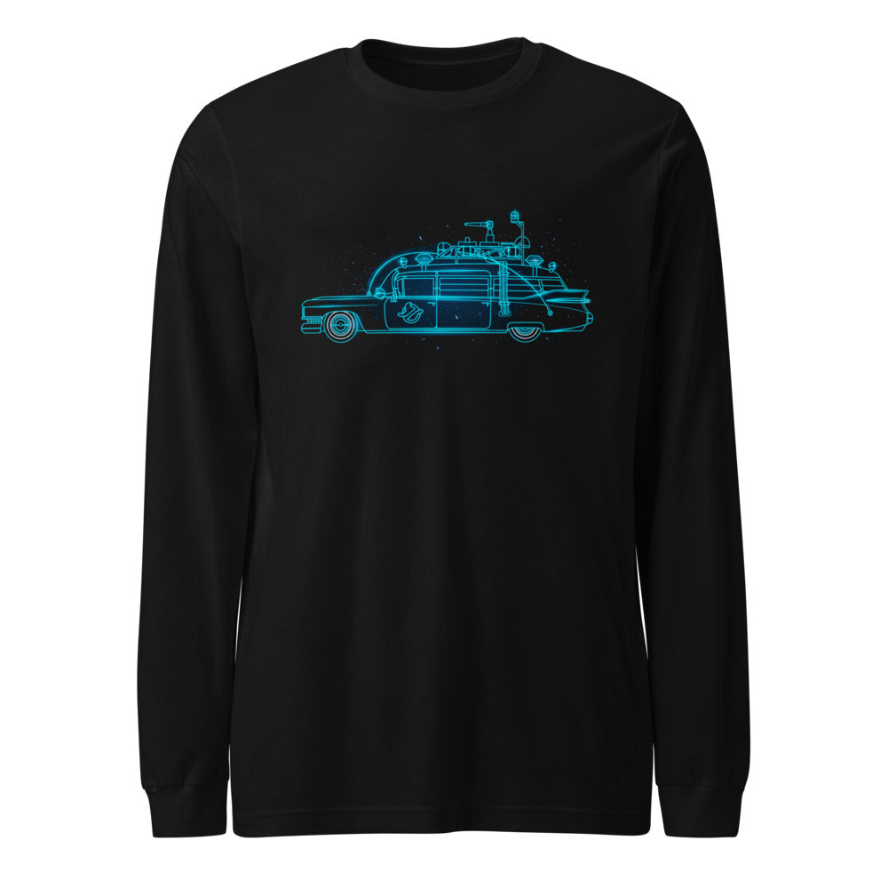 Manga Larga Ghostbusters Ecto-1 Neon Cyan Outline - Frente