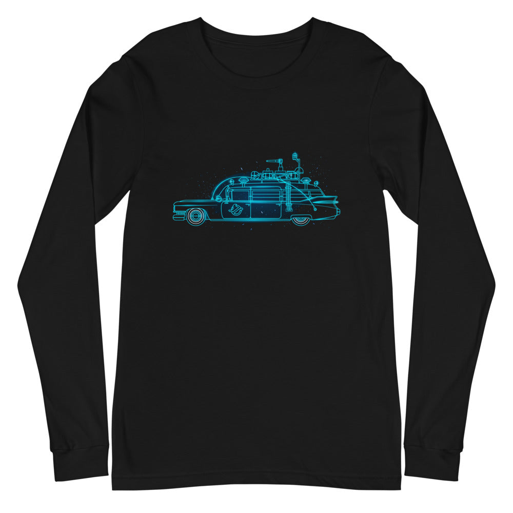 Manga Larga Ghostbusters Ecto-1 Neon Cyan Outline - Plano