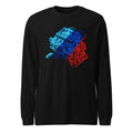 Manga Larga Neon Car Engine Cyan Blue Red Stripes - Frente